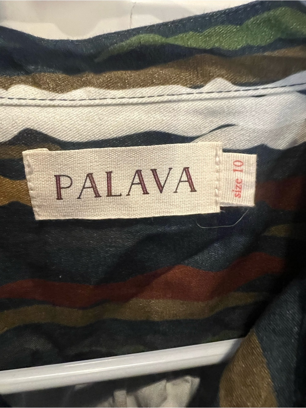 PALAVA Women's Multicolor ‘Train Border’ Striped Dress - Green, Brown, Navy